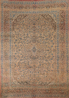 Traditional Handmade Floral Mashaad Area Rug 10x12 Vintage Living Room Carpet-image