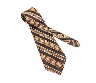 1960s-70s Mod Polyester Brown & Orange Tie Mad Men Era Mid Century Men's Vintage-image