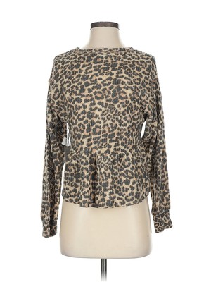 NWT La La Land Creative Co Women Brown Long Sleeve Blouse S-image