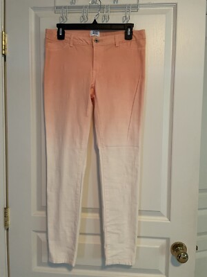 VERO MODA Women White Orange Gradient Slim Jeans Cotton Blended Size 31/28-image