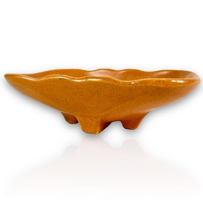 Mid Century McCoy Pottery Planter Dish Burnt Orange Speckled #1803  7 inch-image