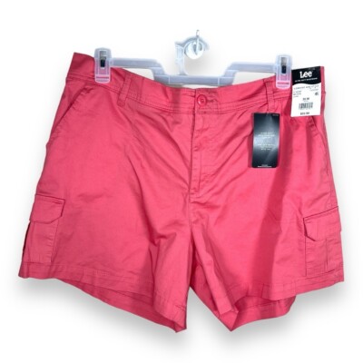 NEW SIZE 20 LEE CORAL PINK ORANGE SHORTS MID RISE CASUAL  CARGO STRETCH-image