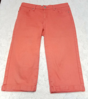 Levis Womens Orange Straight Cropped Pants Size 6 Mid-Rise Cotton Blend 5-Pocket-image