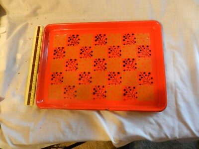 Vintage Mid Century Modern porcelain tray Orange black yellow-image