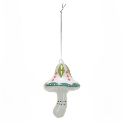Creative Co-op Green Mushroom Glass Ornament Bauble-image