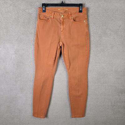 Michael Kors Jeans Womens 4 Orange Izzy Skinny Mid Rise Denim Stretch-image