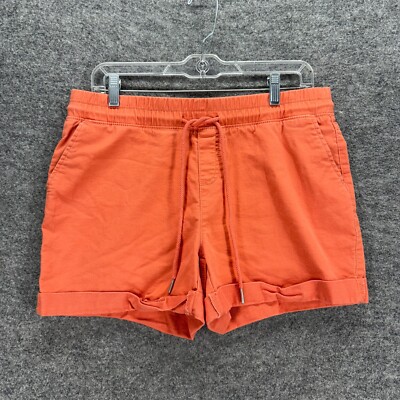 Time And Tru Shorts Women S Small Orange Chino Drawstring Cotton Cuffed Mid Rise-image