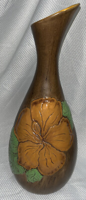 Mid Cent Flower Vase Orange Brown Hawaii 15”-image