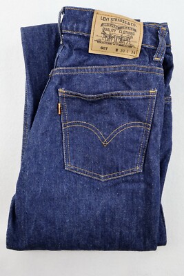 Vintage Levis 607 Orange Tab Mens Blue W30 L34 Bootcut Mid Rise Zip Fly-image