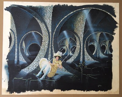 Original Gouache Painting Fantastic Architecture Joss Jean José Peltriaux 20th-image