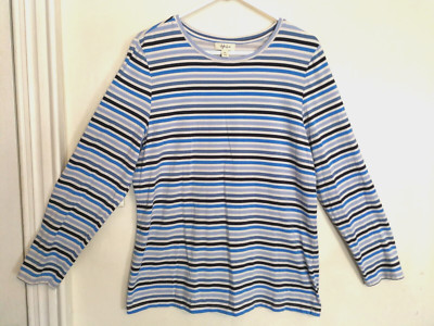 Style & Co Womens Blouse XXL Blue White Striped Shirt Top Long Sleeve Office-image
