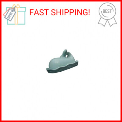 Creative Co-Op Aqua Blue Whale Shaped Butter Dish-image