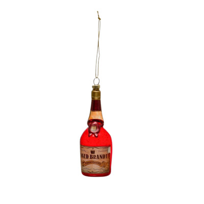 Creative Co-op Aged Brandy Liquor Bottle Glass Ornament Bauble-image