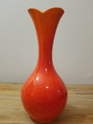 Mid-Century Red/Orange Haeger Ceramic Vase 8