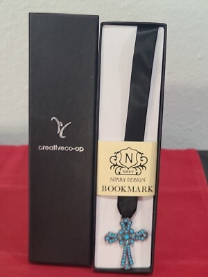 Creative Co-op Blue Cross Ribbon Bookmark Christian Reading Gift,New,Rare!-image