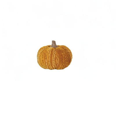 Creative Co-op Light Orange Cotton Pumpkin with Wood Stem Figurine-image