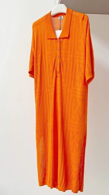 TOTEME Women's Hollowed-Out Letter Pattern Neck Loose Mid-Length Dress-image