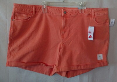Women's Mid Rise Orange Old Navy Cuffed Boyfriend Jean Shorts Size 26-image