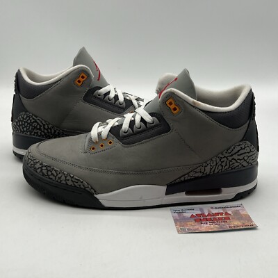 Size 11.5 - Jordan 3 Retro Mid Cool Grey Orange Red Suede Leather (CT8532-012)-image