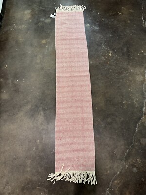 Creative Co-op Bullion Fringed Red And White Table Runner 72’’-image