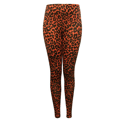 LADIES WOMENS SEXY ORANGE LEOPARD ANIMAL PRINT STRETCHY LEGGINGS SIZES UK 8 - 26-image