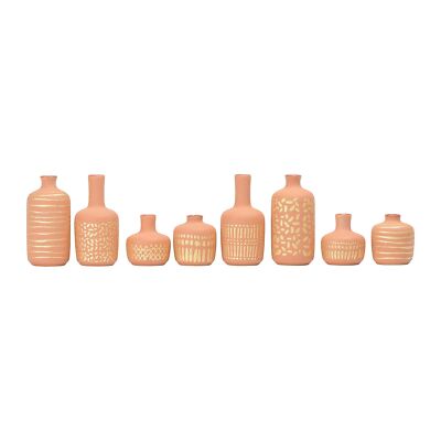 Main + Mesa Stoneware Vases with Gold Pattern, Set of 8 Terracotta-image