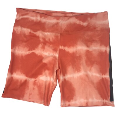 Nike One Luxe Tight Dri Fit Mid Rise Orange Tie Dye Training Shorts Women Sz XXL-image