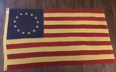 Creative Co-op 3’ x 5’ Betsy Ross Tea Stained American Flag NEW N-image