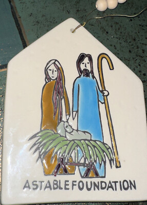 Ceramic Hanging “ A Stable Foundation”By Creative Co-Op Kellie Montana Nativity-image