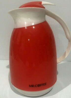 Vintage Mr. Coffee Orange Thermos Jug Carafe with Lid Mid Century Modern Plastic-image
