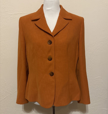 Kasper Women’s Rust / Burnt Orange Blazer Size 12P Fully Lined Single Breasted-image