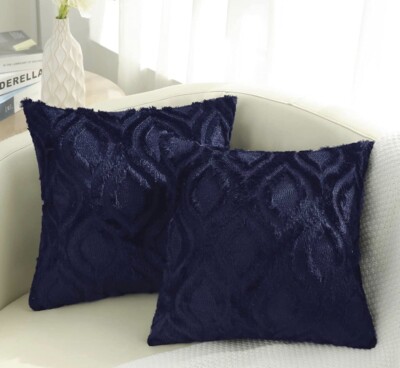 decorUhome Decorative Throw Pillow Covers 18x18, Soft Plush Faux Wool Couch Pill-image