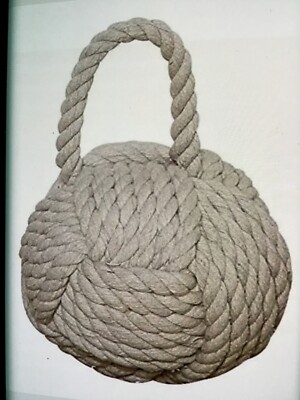Creative Co-Op Nautical Rope Knot Cotton Door Stop Ivory-image