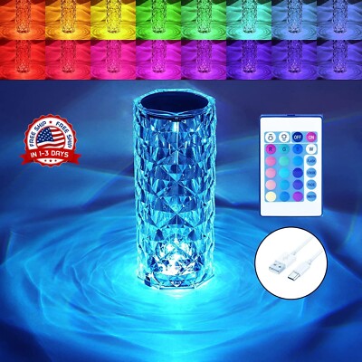 Lampara Acrílico 16 Colores LED Para Mesa Mesita De Noche USB Con Control Remoto-image