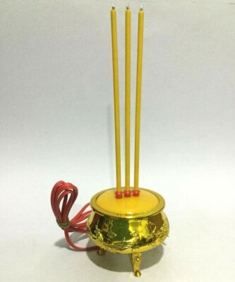 Thai Buddhist Golden dragon electric Incense Burner Joss Stick Pot  Home Decor -image