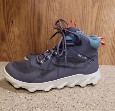 Ecco Womens 8 Mid GORE-TEX Waterproof Hiking Boot Gravity Gray Teal Orange EUC-image