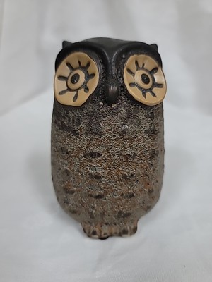 Stoneware Raku Owl Vase Statue With Reactive Glaze MCM, Creative Co-op-image