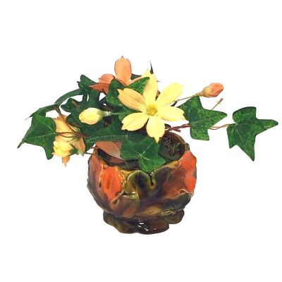 MCM Vintage Relpo fall leaves Planter #6272 Vibrant retro orange Small Decor-image