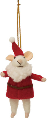 Creative Co-op - Christmas Costume Wool Felt Mouse Ornament - Santa - XS0841A-image