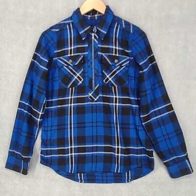 Marmot Top Women Medium Joss Blue Tartan Lightweight Flannel Pockets Long Sleeve-image
