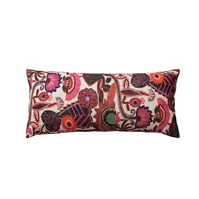 Creative Co-Op 36 Inches Cotton Slub Embroidered Lumbar Florals and Chambray ...-image