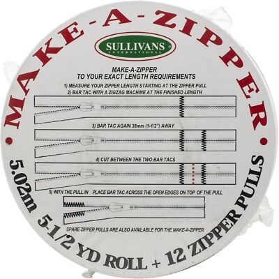 Sullivans 951-49 Make-A-Zipper Kit 5-1/2yd-White-image