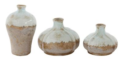 Creative Co-Op Brown & White Terracotta Vases with Distressed Finish (Set of ...-image