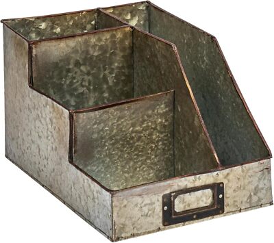 Creative Co-op DA6881 Metal Desk Organizer with 4 Compartments in Galvanized... -image