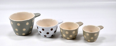 Creativeco-op Ceramic Gray Polka Dot Measuring Cups-image