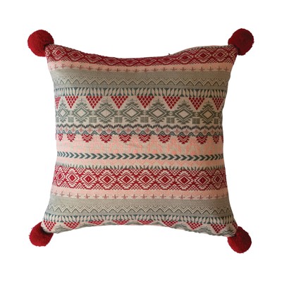 , Multicolor Square Woven Acrylic Jacquard Pillow with Pattern-image