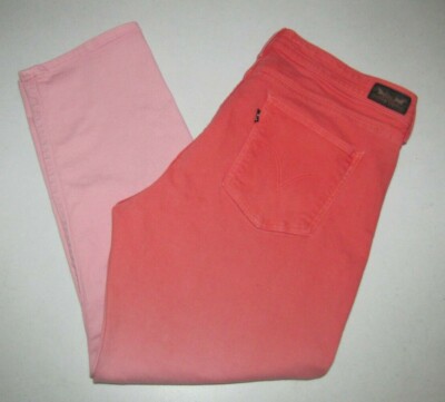 Womens Levi's Mid Rise Skinny Stretch Jeans. Size 16 Coral Orange. 26