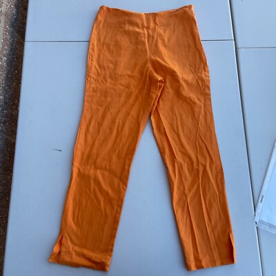 Leggiardo Pants Chinos Womens 6 Orange Cotton Stretch Straight Leg Made in USA *-image