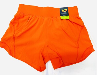 NWT TEK GEAR Women Mid Rise Drawstring Pockets Workout Orange Shorts Plus Size L-image