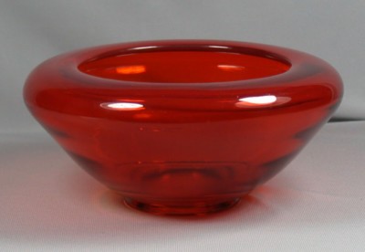 Vintage Mid Century Orange Glass Rose Bowl Vase-image